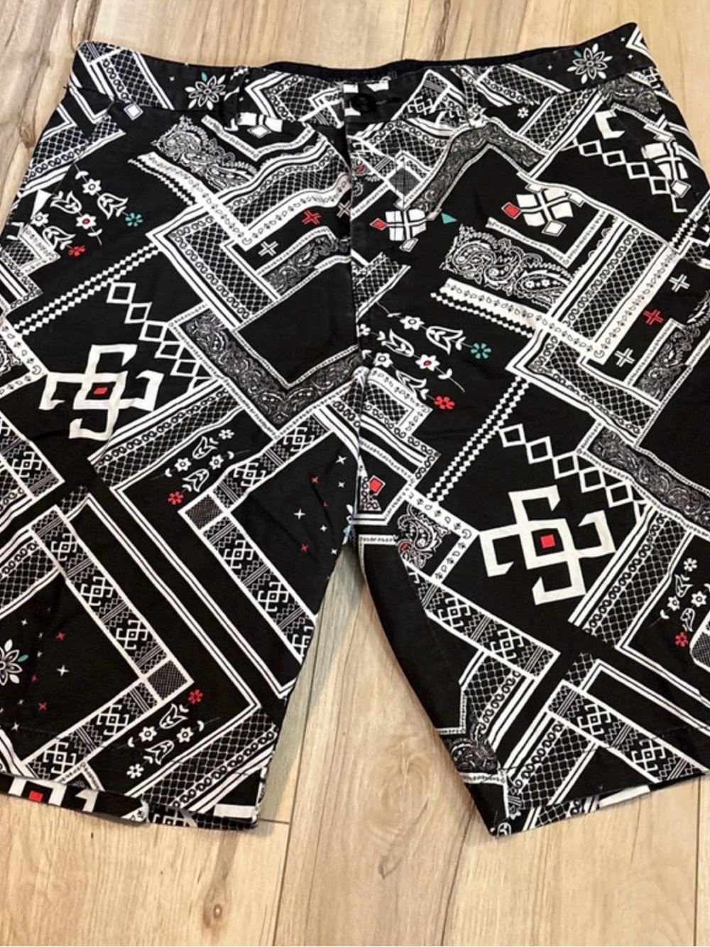 LRG Black Geometric Print Men’s Athletic Shorts
